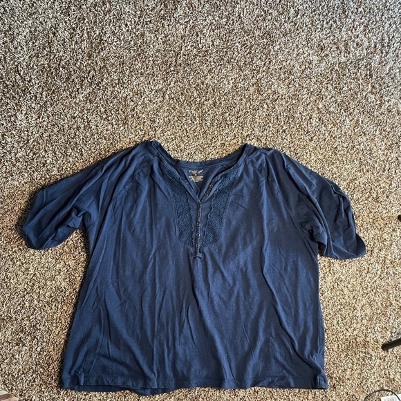 Northcrest Tops - Northcrest 3X navy blue quarter sleeve t-shirt